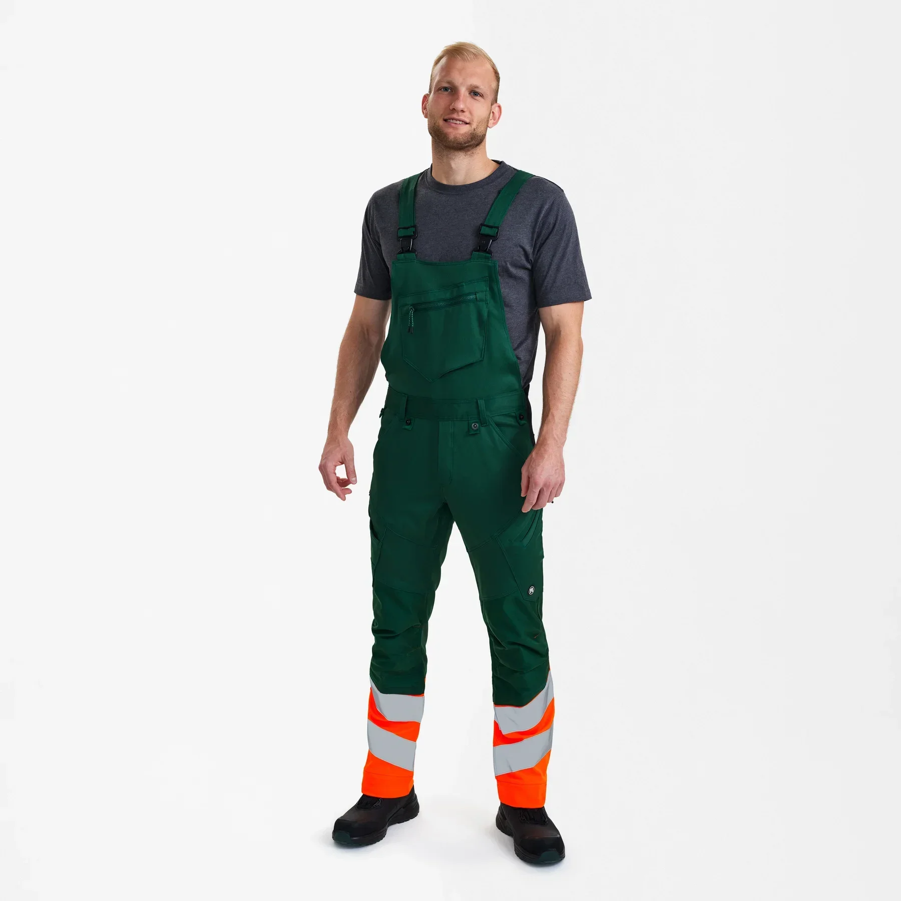 ENGEL Safety Latzhose mit 2-Wege-Stretch – Grün/Orange