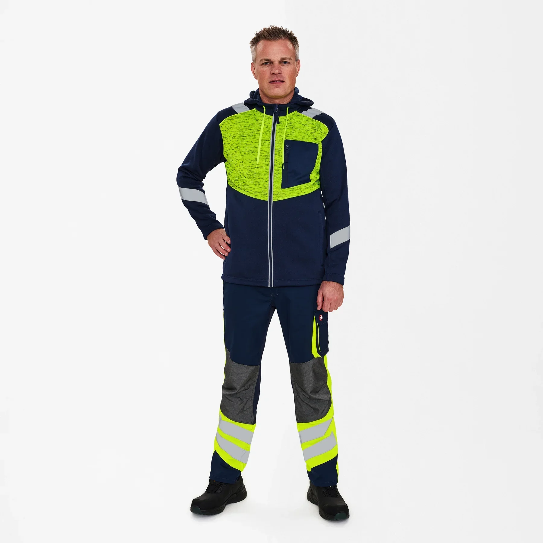ENGEL Cargo Strickcardigan – Blue Ink/Gelb