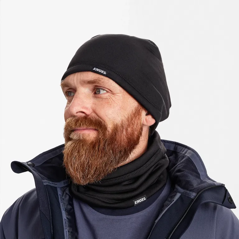 ENGEL Beanie- und Halswärmer-Set – Schwarz