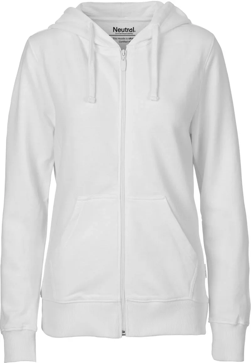 Neutral O 83301 – Damen Bio Kapuzen Sweatjacke – White