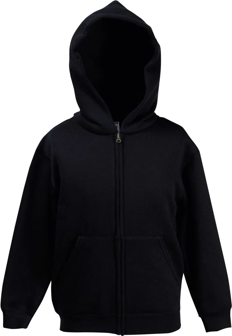 Fruit of the Loom Classic Kids Sweat Jacket – Kinder Kapuzen Sweatjacke – Black