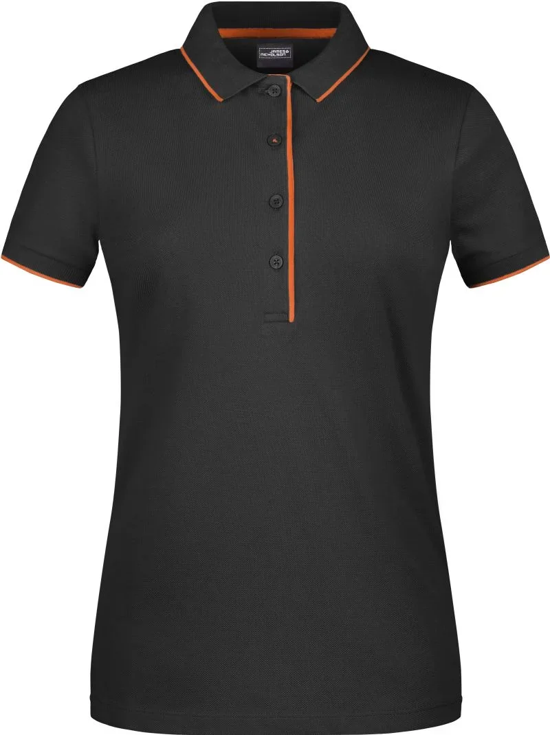 James & Nicholson JN 727 – Damen Piqué Polo Stripe – Black/Orange