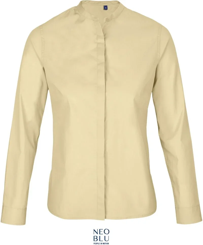 NEOBLU Bart Women – Popeline Bluse mit Maokragen langarm – Beige