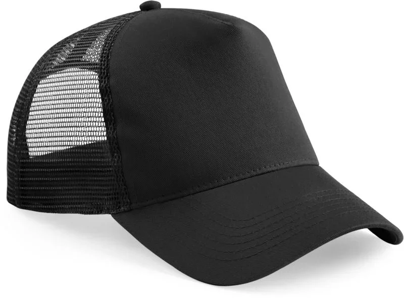 Beechfield B 640B – Kinder 5 Panel Trucker Kappe – Black/Black