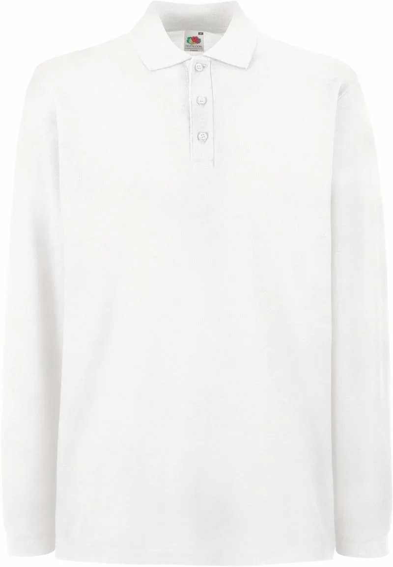 Fruit of the Loom Premium Polo LSL – Piqué Polo langarm – White