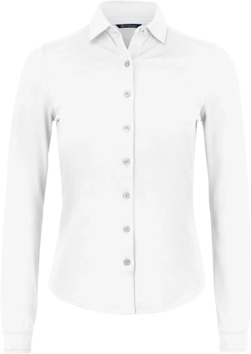 Cutter & Buck Advantage Shirt Women – Piqué Bluse langarm – White