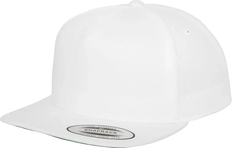 Flexfit 6007/6007T – 5 Panel Snapback Kappe – White