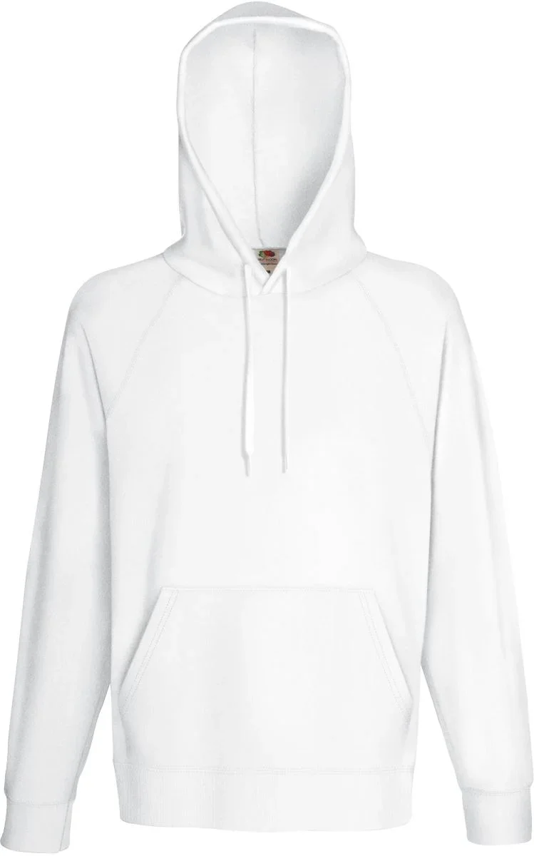 Fruit of the Loom Lightweight Hooded Sweat – Herren Raglan Kapuzen Sweater – White