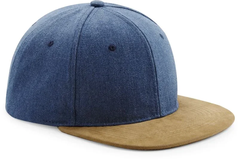 Beechfield B 668 – 6 Panel Kappe "Suede Peak Snapback" – Denim Blue