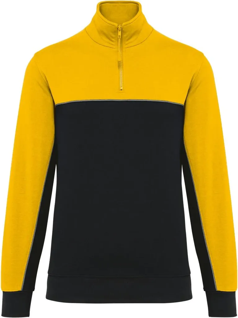 Kariban WK 404 – Workwear Sweater mit 1/4 Zip – Black/Yellow