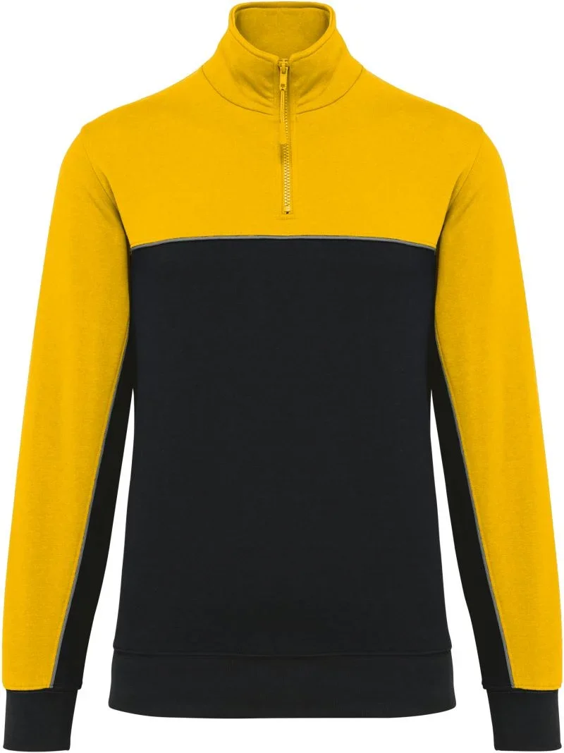 Kariban WK 404 – Workwear Sweater mit 1/4 Zip – Black/Yellow