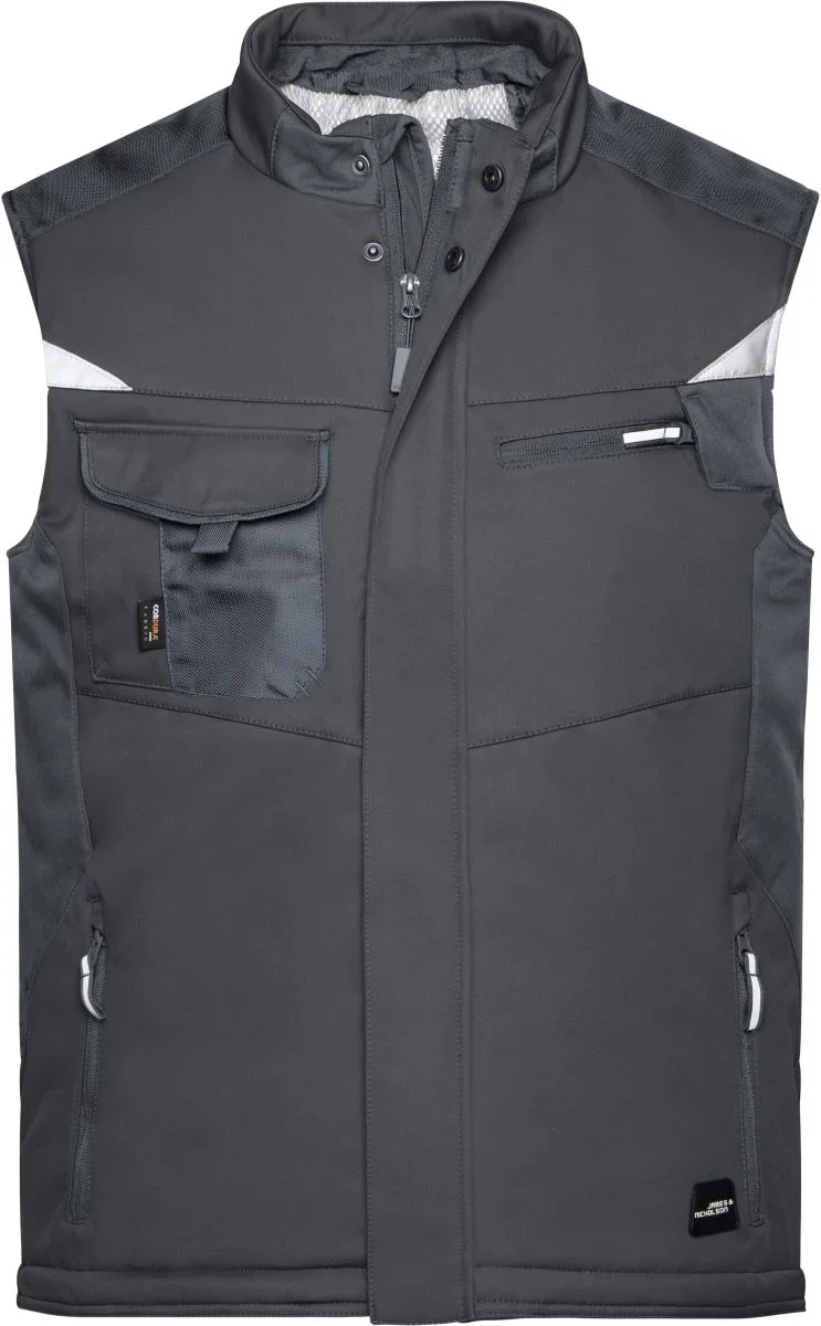James & Nicholson JN 825 – Workwear Winter Softshell Gilet - Strong – Black/Black