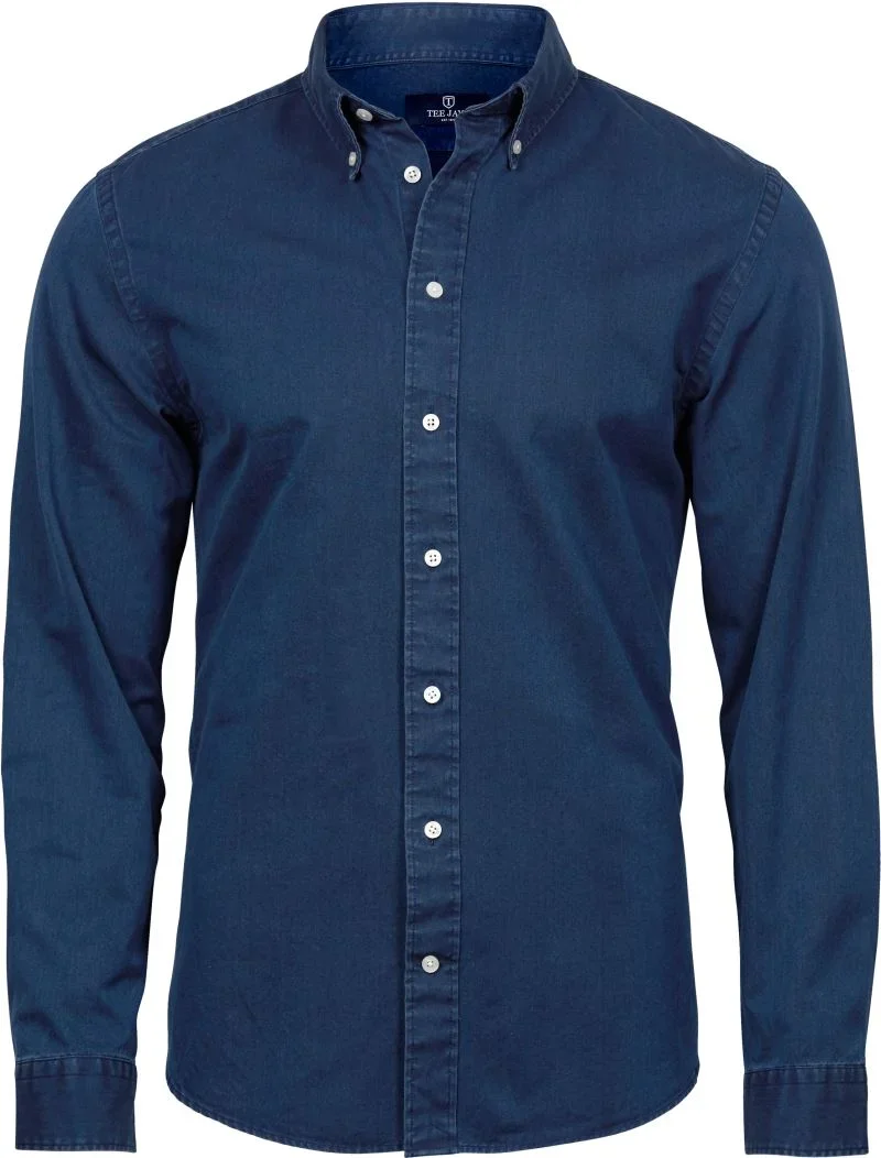 TEE JAYS TJ 4002 – Denim Twill Hemd langarm – Indigo Blue