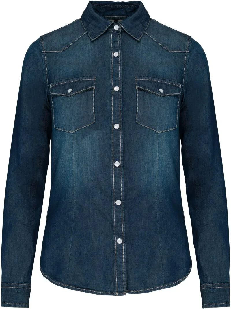 Kariban K 518 – Denim Bluse langarm – Blue Jean