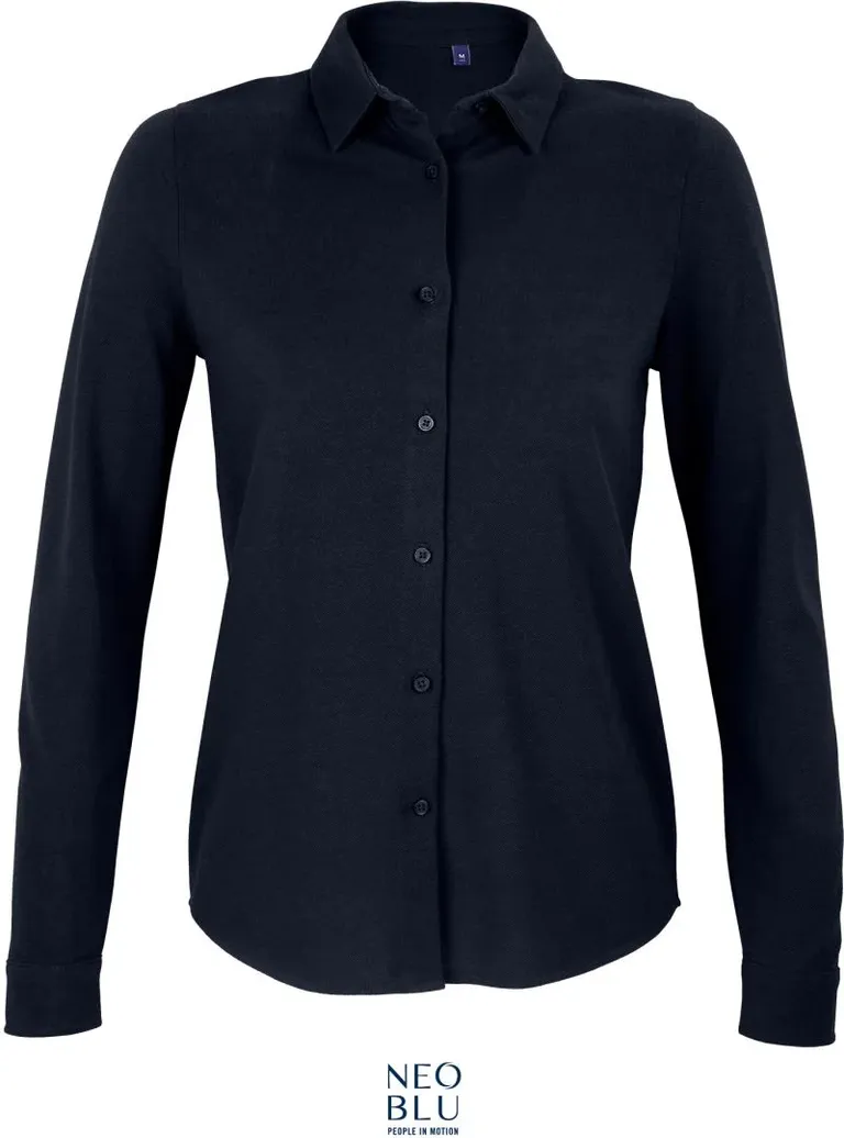 NEOBLU Basile Women – Piqué Bluse langarm – Night Blue
