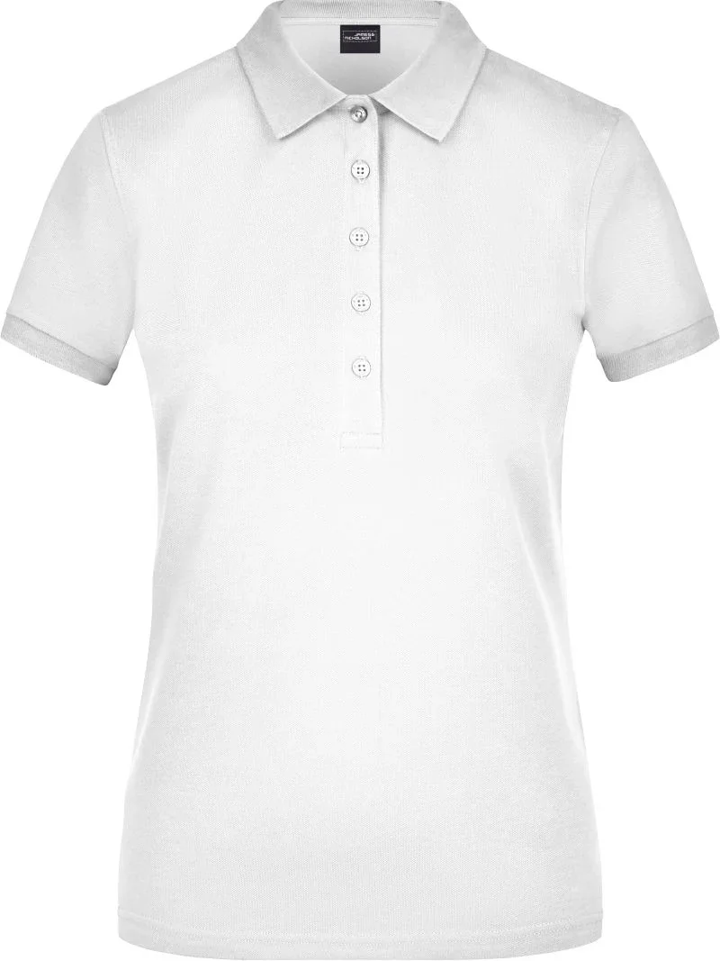 James & Nicholson JN 709 – Damen Stretch Piqué Polo – White