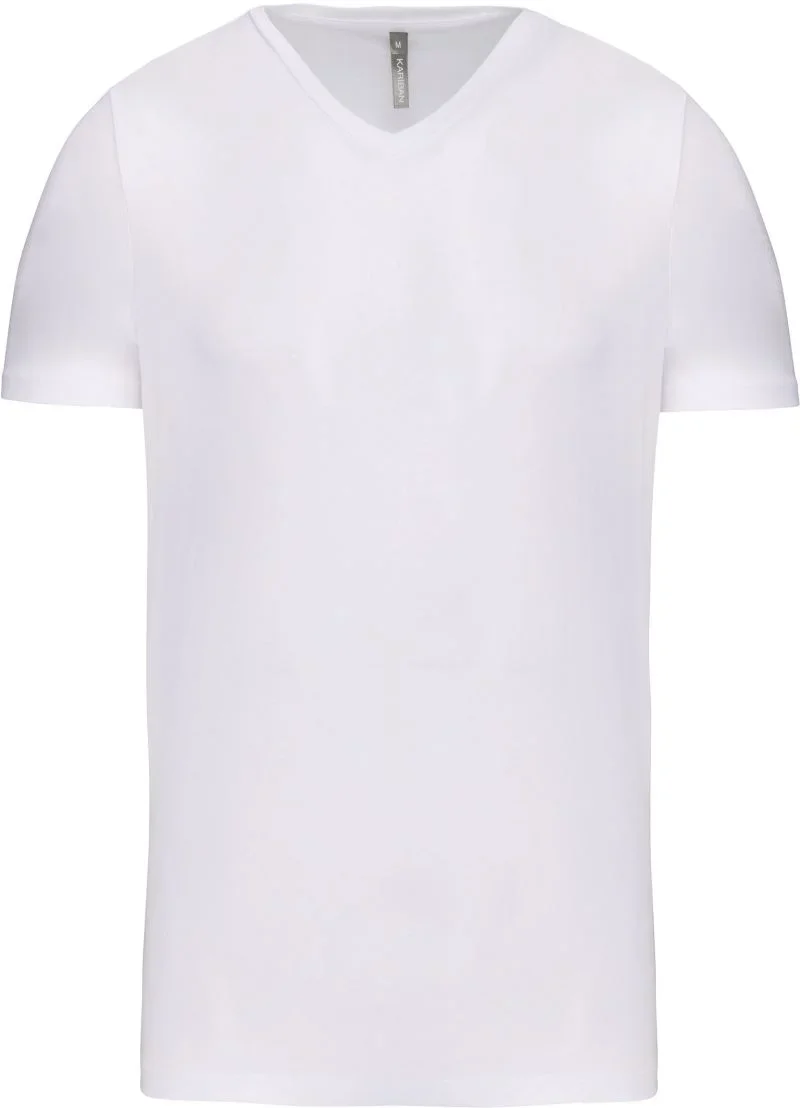 Kariban K 3014 – Herren V-Ausschnitt Stretch T-Shirt – White