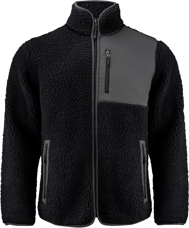 James Harvest Kingsley Fleece Men – Herren Sherpa Fleece Jacke "Two-Tone" – Black