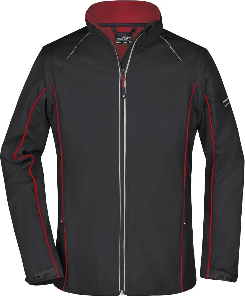 James & Nicholson JN 1121 – Damen Softshell Jacke mit abnehmbaren Ärmeln – Black/Red