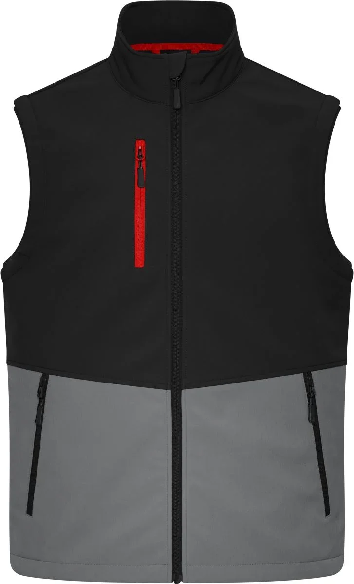 James & Nicholson JN 1888 – 3-Lagen Softshell Bodywarmer – Black/Metal Grey
