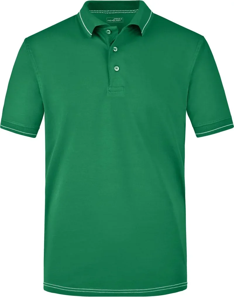 James & Nicholson JN 569 – Herren Jersey Stretch Polo – Irish Green/White