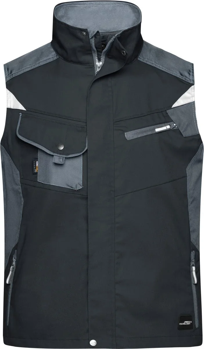 James & Nicholson JN 822 – Workwear Gilet - Strong – Black/Carbon