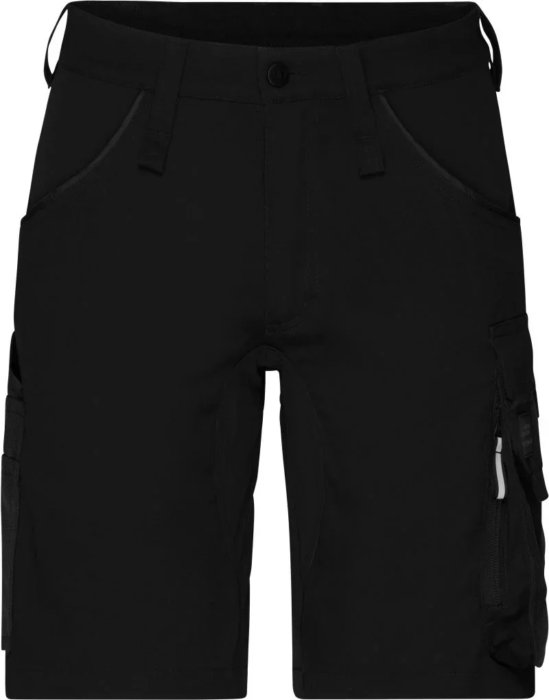 James & Nicholson JN 1811 – Workwear Stretch Bermuda "Slim Line" – Black/Black