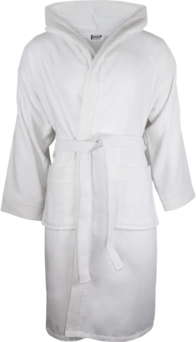The One Towelling Velour Bathrobe – Kapuzen Bademantel – White