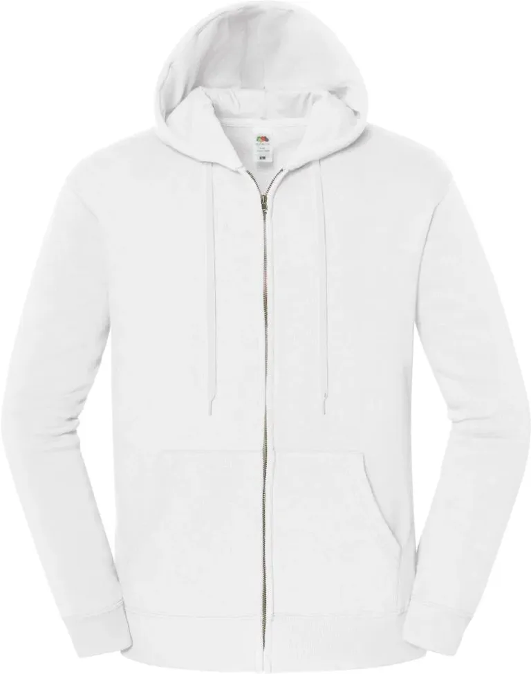 Fruit of the Loom Iconic Premium Hooded Sweat Jacket – Schwere Kapuzen Sweatjacke – White