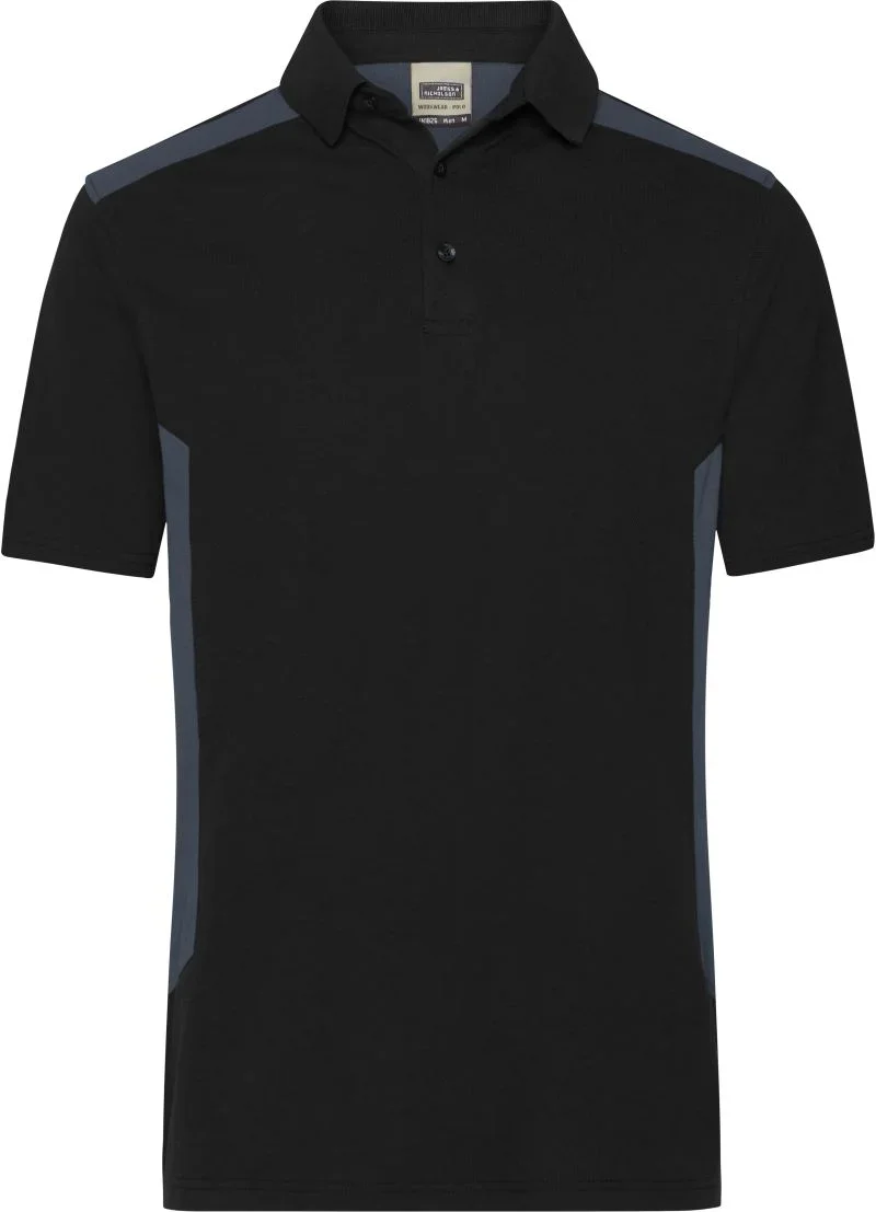 James & Nicholson JN 1826 – Herren Piqué Workwear Polo "Strong" – Black/Carbon