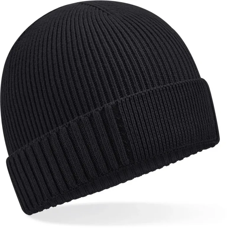 Beechfield B 438N – Bio Patch Strickmütze – Black