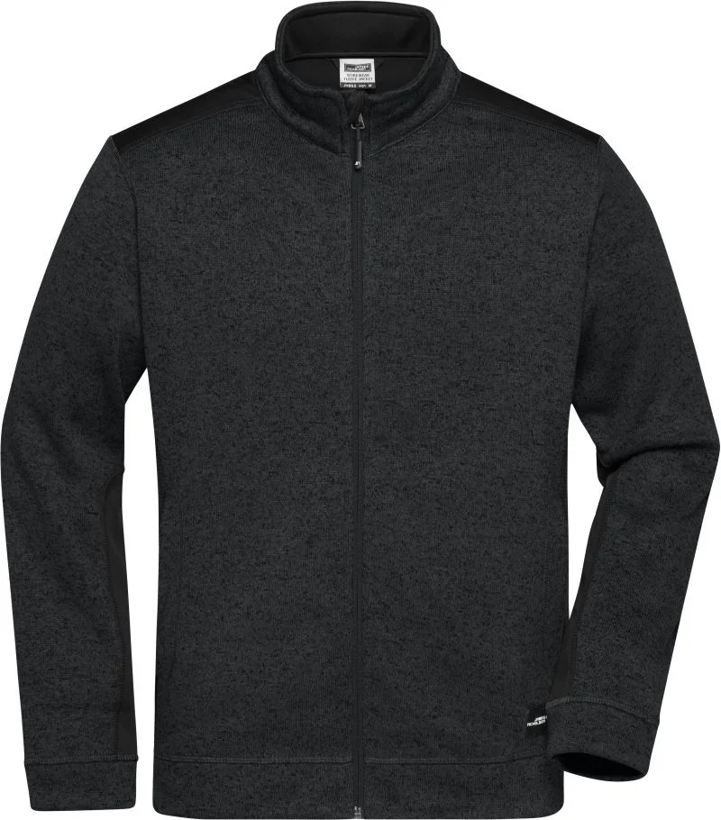 James & Nicholson JN 862 – Herren Workwear Strickfleece Jacke - Strong – Black/Black