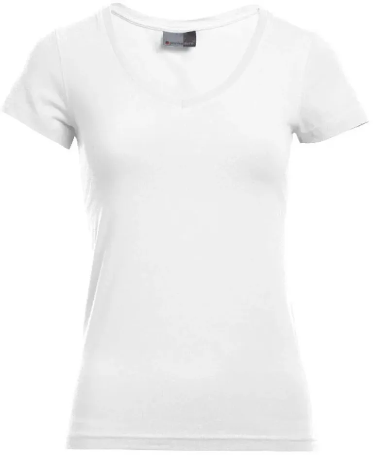 Promodoro 3086 – Damen Slim Fit V-Ausschnitt T-Shirt – White