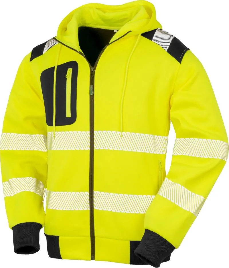 Result R 503X – Sicherheits Kapuzen Sweatjacke – Fluorescent Yellow/Black