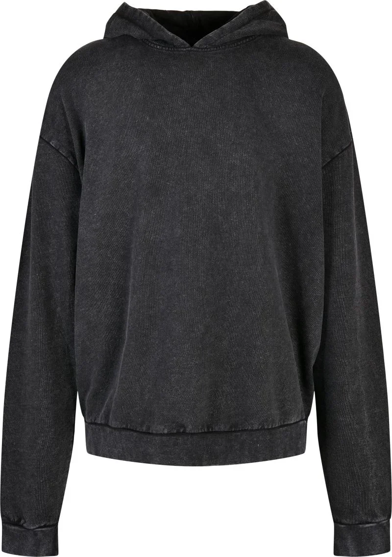 Build your Brand BY 191 – Herren Oversize Kapuzensweater "Acid Wash" – Black