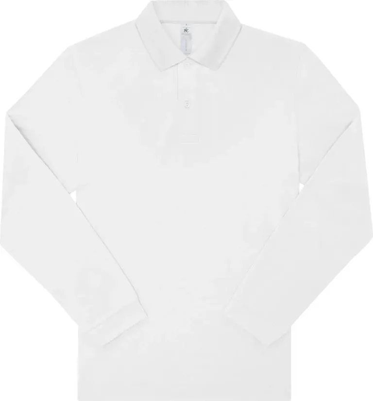 B&C Collection My Polo 210 LSL – Schweres Piqué Polo langarm – White