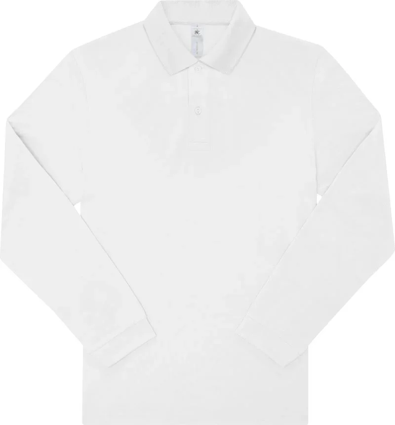 B&C Collection My Polo 210 LSL – Schweres Piqué Polo langarm – White