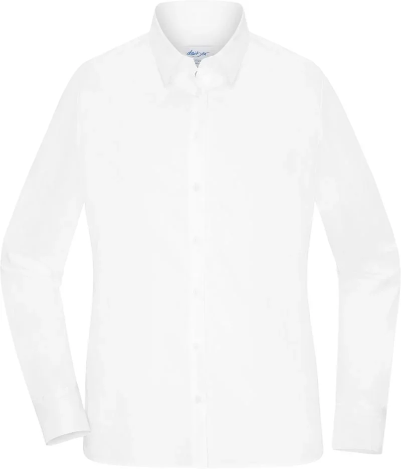 James & Nicholson JN 1373 – Mix Popeline Bluse langarm – White