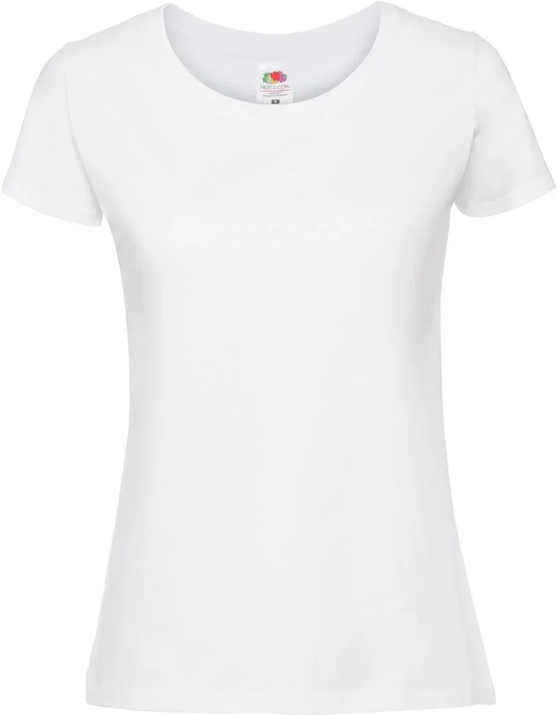 Fruit of the Loom Lady-Fit Iconic 195 T – Schweres Damen T-Shirt – White