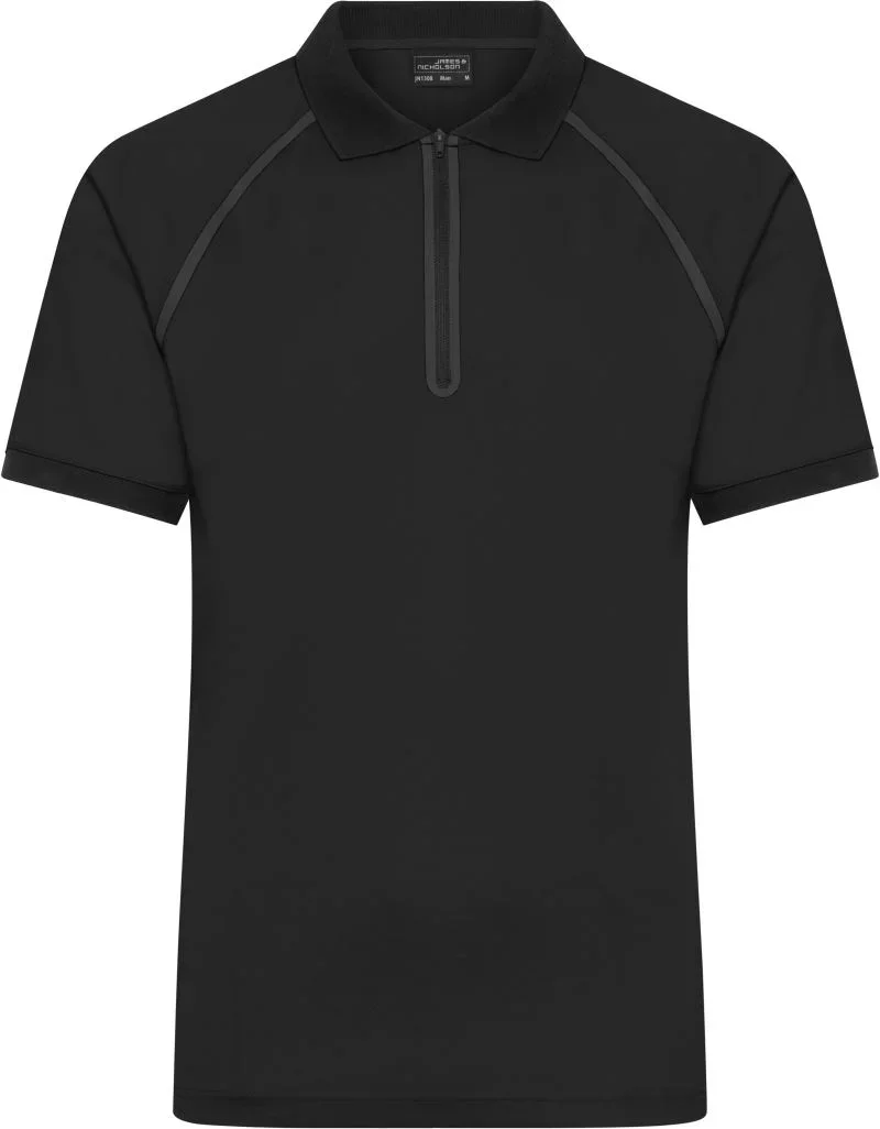 James & Nicholson JN 1308 – Herren Piqué Polo mit Zip – Black/Black