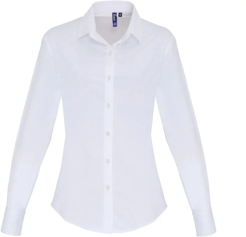 Premier PR 344 – Popeline Stretch Bluse langarm – White