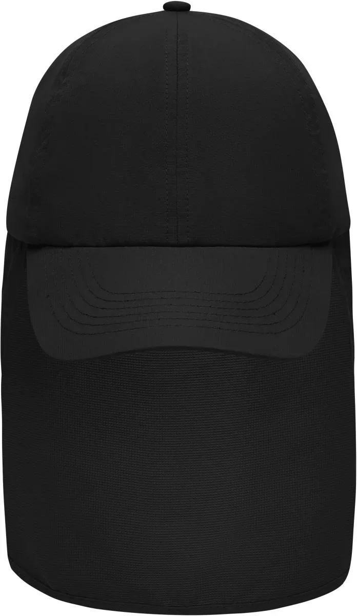 Myrtle Beach MB 6243 – 6 Panel Kappe mit Nackenschutz – Black