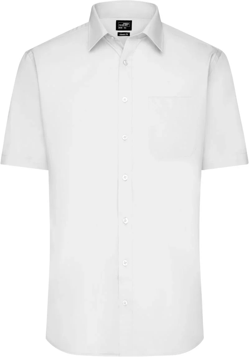 James & Nicholson JN 680 – Popeline Hemd kurzarm – White