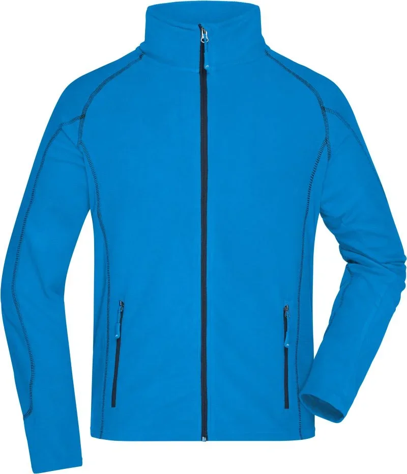 James & Nicholson JN 597 – Herren Struktur Fleece Jacke – Aqua/Navy