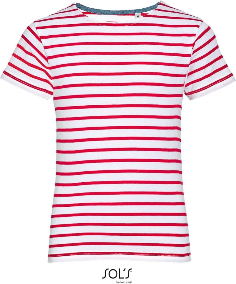 SOL's Collection Miles Kids – Kinder T-Shirt gestreift – White/Red