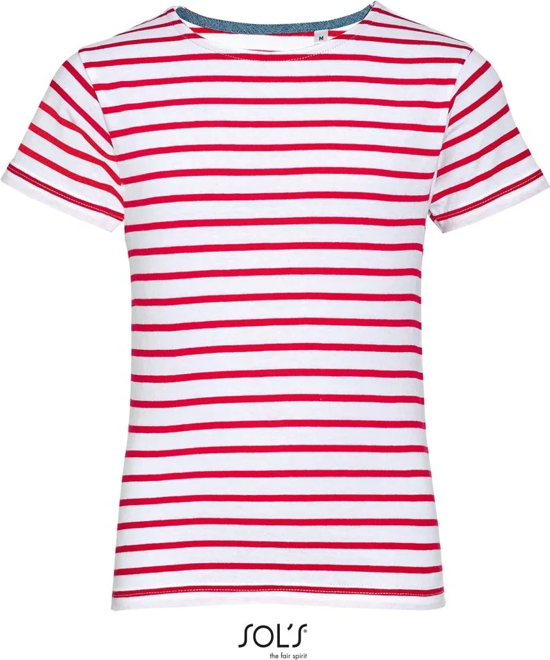 SOL's Collection Miles Kids – Kinder T-Shirt gestreift – White/Red
