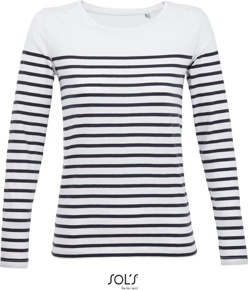 SOL's Collection Matelot LSL Women – Damen T-Shirt langarm gestreift – White/Navy
