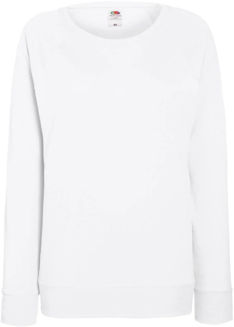 Fruit of the Loom Lady-Fit LW Raglan Sweat – Damen Raglan Sweater – White