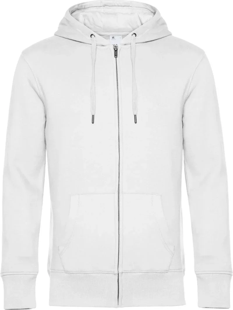 B&C Collection KING Zipped Hood – Herren Kapuzen Sweatjacke – White