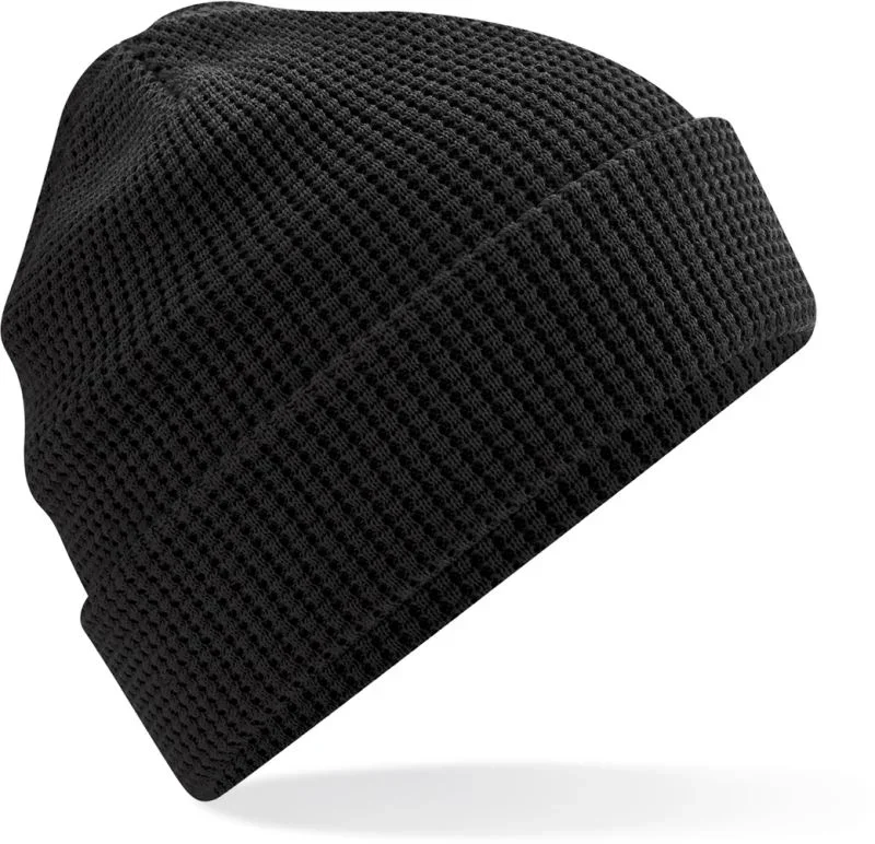 Beechfield B 52N – Bio Strickmütze mit Waffelstrick – Black